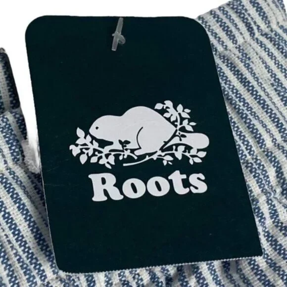 ROOTS WOMENS Coronet Blue Striped Pemberton Linen Blend Drawstring Shorts US XL - Picture 12 of 13